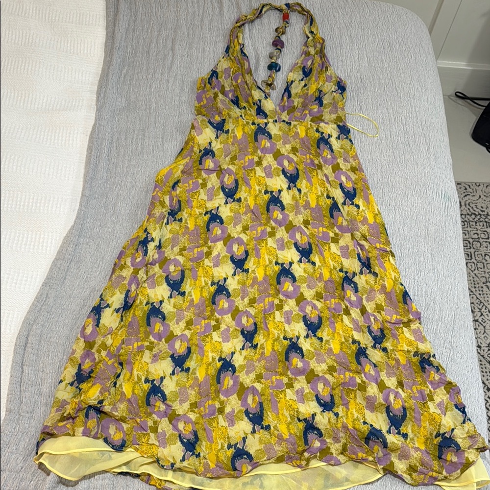Zara Multicolor Halter Dress with Bead Details